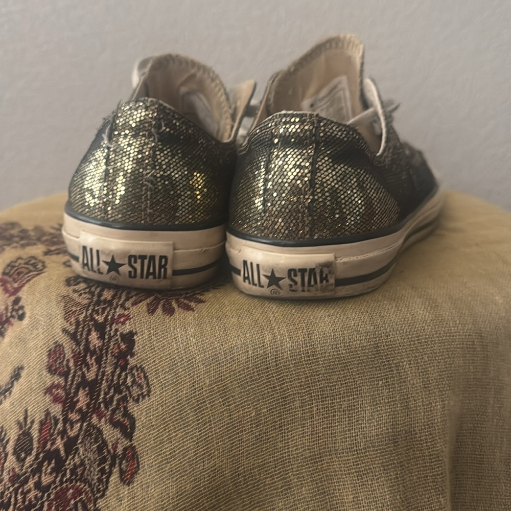 Women's Converse Sparkling Gold Sneakers - Picture 3 of 9